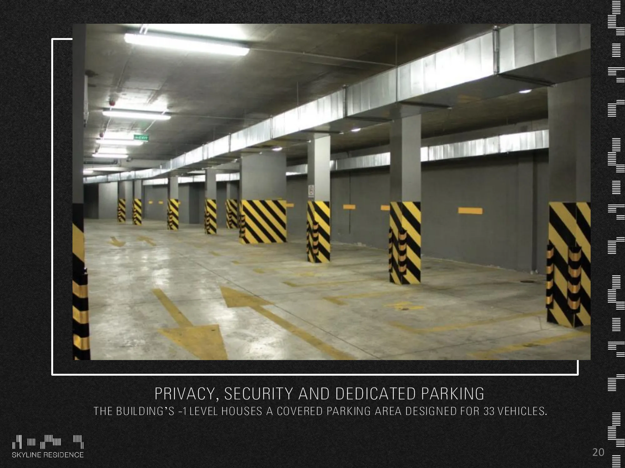 Underground parking garage for 33 vehicles